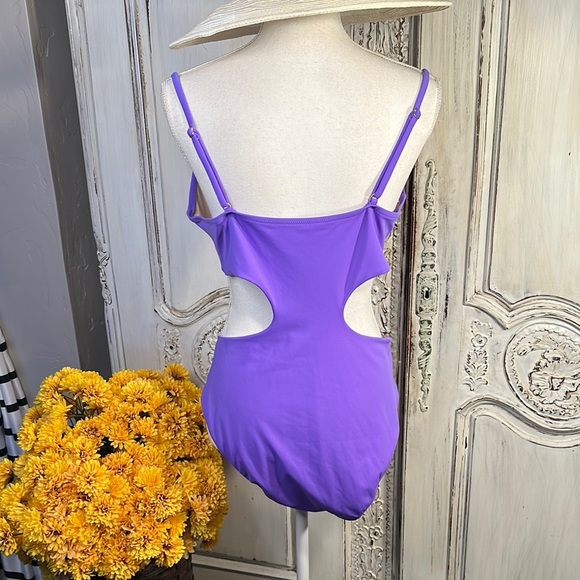 Shade & Shore Purple Cutout One Piece Swimsuit - Picture 7 of 11